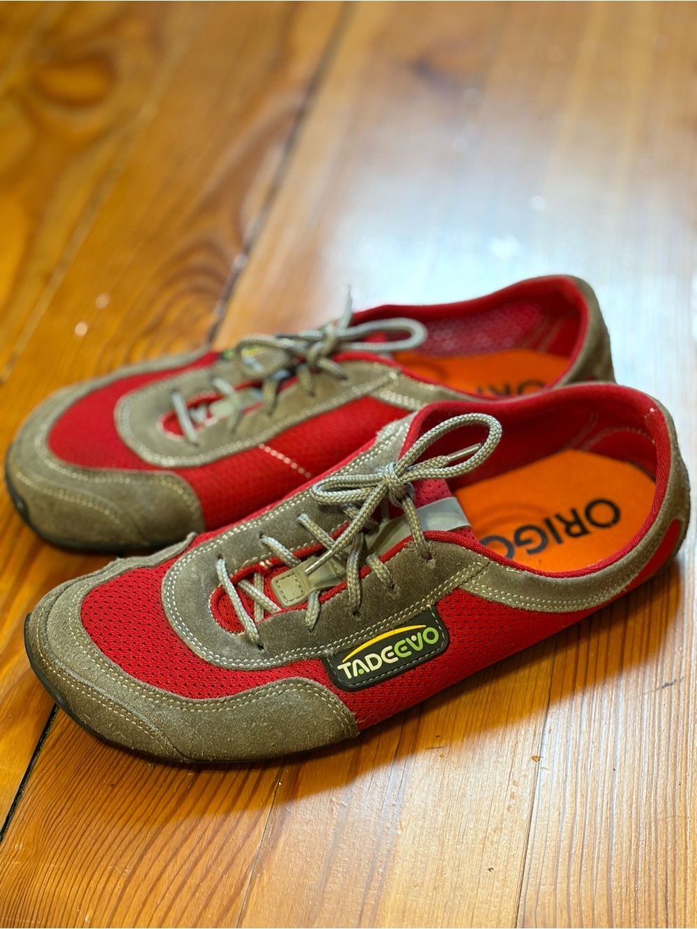Red and Gray Women's Athletic Sneakers - Lightweight Casual Trainers - Picture 3 of 9
